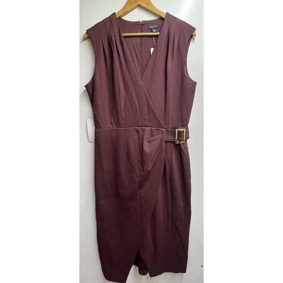 NEW Cache NWT Ponte Sheath Midi Sleeveless Dress In Chocolate Brown Size Medium - Picture 4 of 14